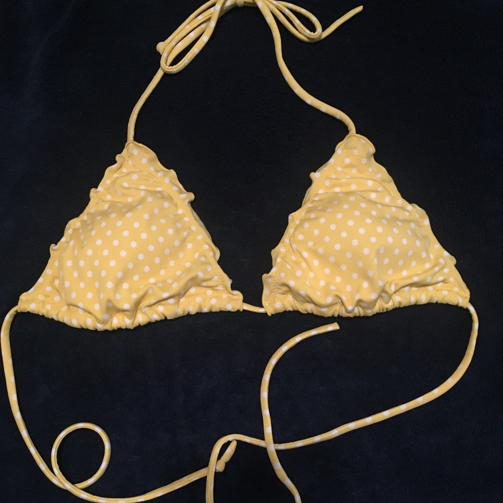Yellow polka dot bikini top